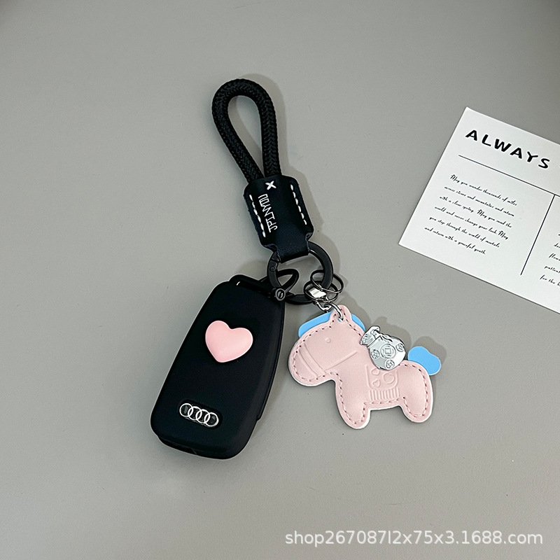 Suitable for Audi A4L Key Cover, A6L Car Key Case, Q5L Shell, A3L Holder, A5 Case, Q3 for Men, 2023 New Model, Q4 E-Tron Simple Design