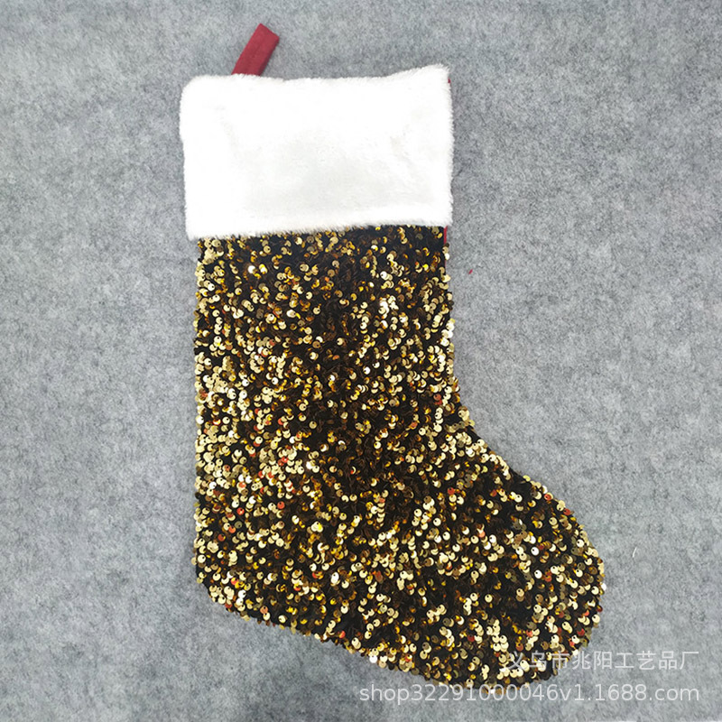 Transfronterizo nuevos suministros de decoración de Navidad con lentejuelas calcetines de Navidad con lentejuelas Rojas bolsa de regalo de Navidad
