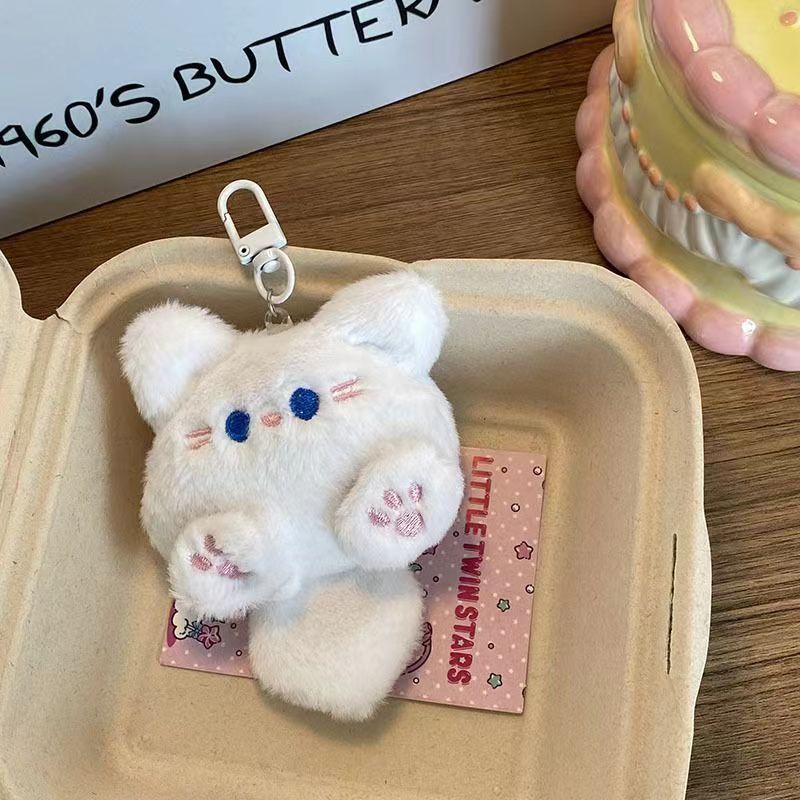 Cariño gatito peluche colgante bolso muñeca de dibujos animados llaveros chica corazón curar colgante muñeca