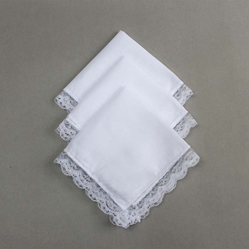 Handmade Doodle Cotton Handkerchief Pure White Handkerchief Small Handkerchief DIY Lace Handkerchief