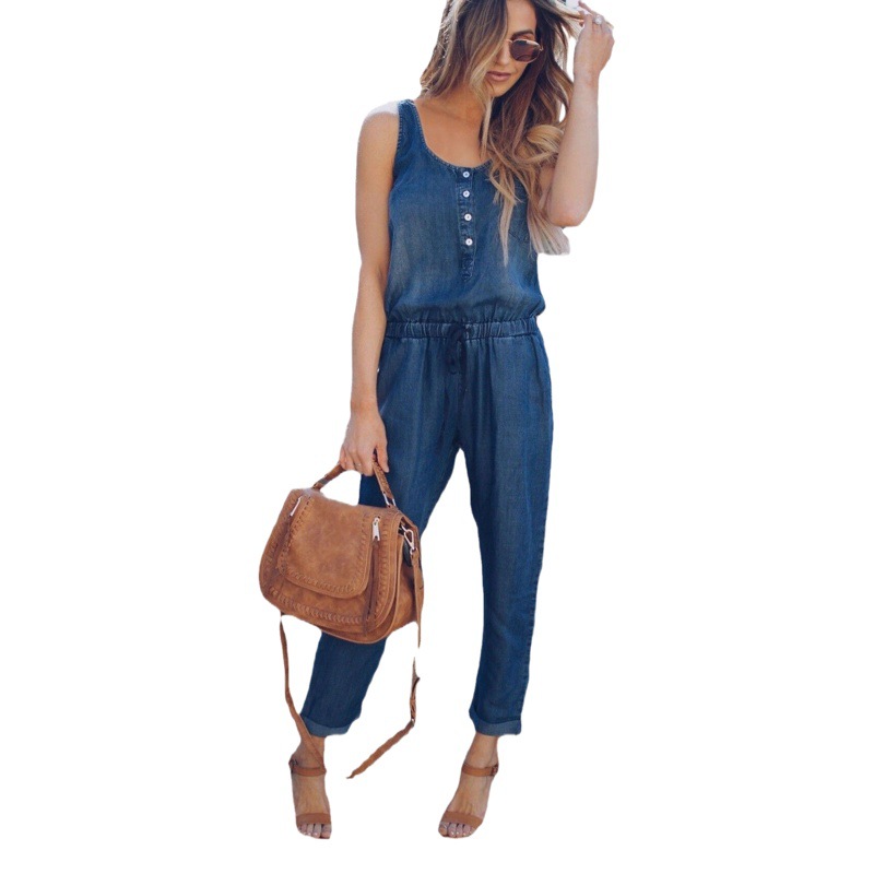 Mono vaquero informal de mujer, ajustado, con cintura ceñida, de pierna recta, cómodo, para comercio transfronterizo eBay Amazon