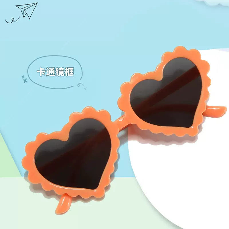 ins韩式宝宝太阳镜百搭爱心墨镜儿童男女宝宝防晒遮阳网红款批发