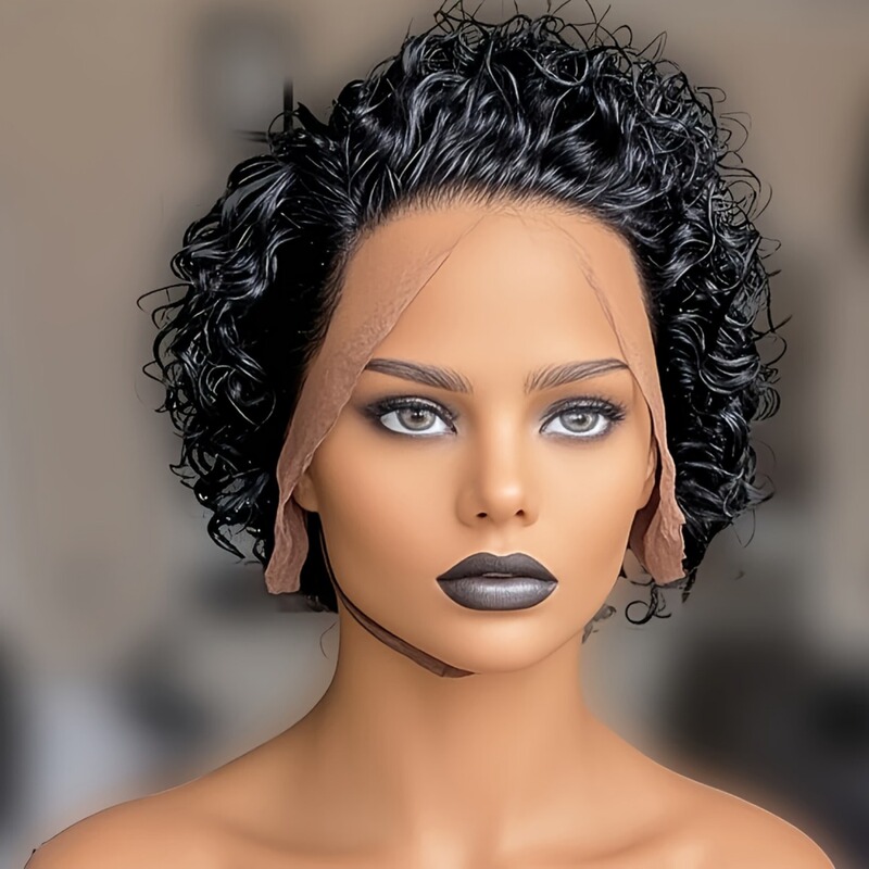 6Inch Human Hair 13X1 Front Lace Wig Human Hair Export Hot Style Large Quantity in Stock