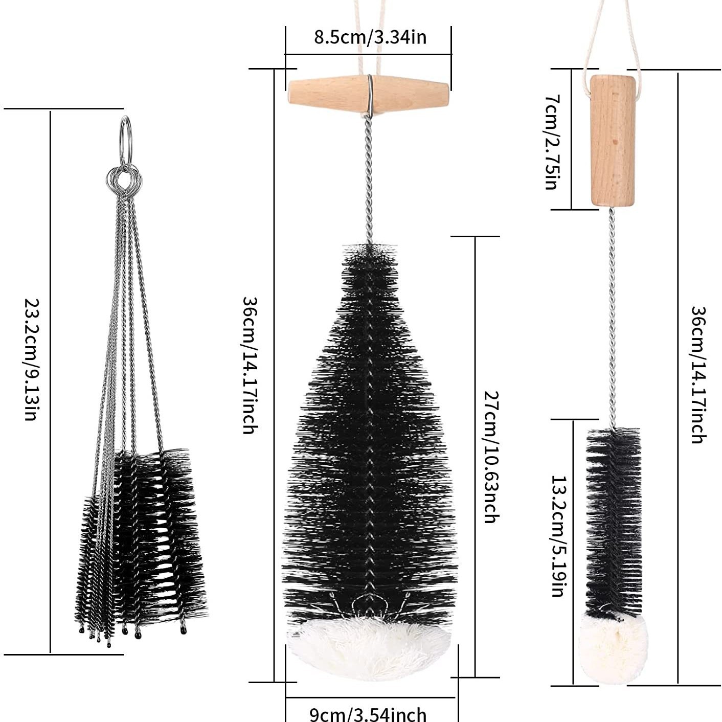 Amazon burbuja botella de agua cepillo fabricante soda botella de vidrio de agua cepillo Copa cepillo de hilo de algodón de coco marrón cepillo de isal