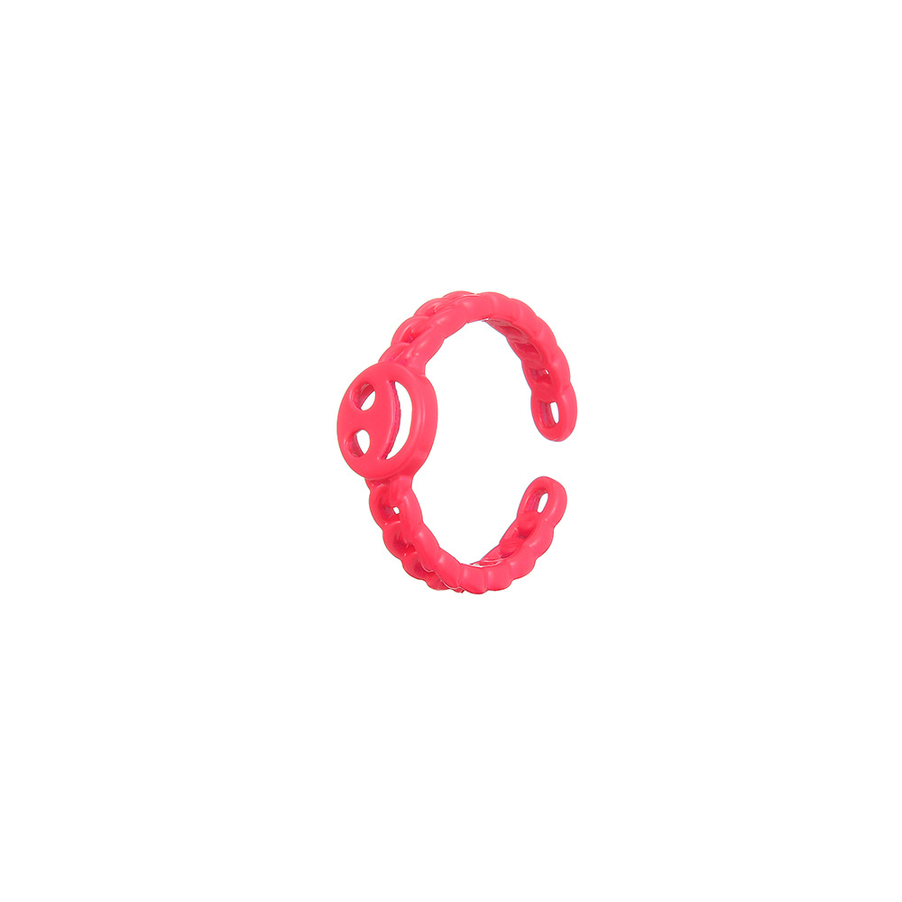 wholesale spray painting color smiley face hollow ring Nihaojewelry