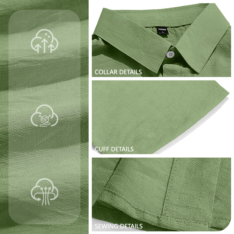 Nuevo cross-border hombre suelto de color sólido mangas corta mangas de bolsillo cardigan camisa de comercio exterior casual hombre