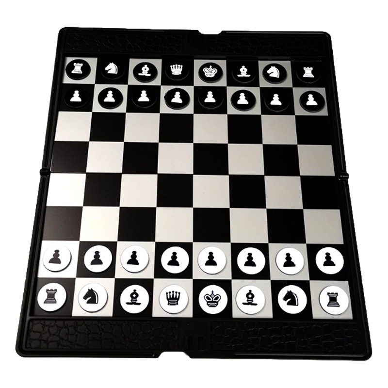 Magnetic Chess Leather Clip Button Chess Piece Ultra-thin Folding Plate Mini Portable Travel Chess