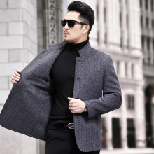 2025新款双面毛呢大衣男装冬季立领时尚羊绒夹克中年呢子外套代发