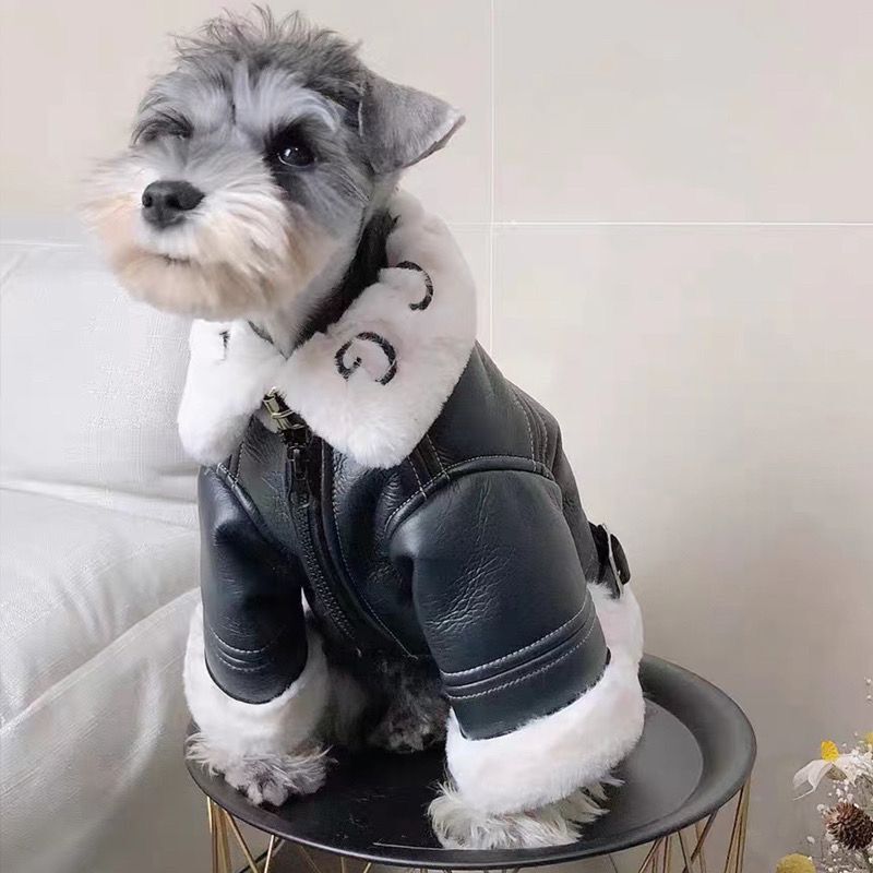 Dog Clothes Winter Thickened Trendy Brand Fur Integrated Motorcycle Jacket Small Dog Teddy Pomeranian Schnauzer Cat Dog Clothes Winter Thickened Trendy Brand Fur Integrated Motorcycle Jacket Small Dog Teddy Pomeranian Schnauzer Cat