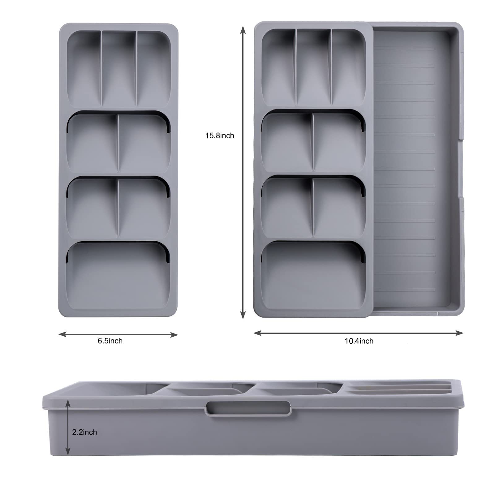 Caja de almacenamiento retráctil para cubiertos, organizador de cucharas, estante de almacenamiento para cocina, caja de varios compartimentos para cajones, fabricante en stock