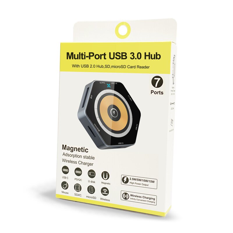 Private Model Type-C Docking Station 15W Wireless Fast Charging USB 3.0 Hub Multi-Connector Universal Seven-In-One Expander