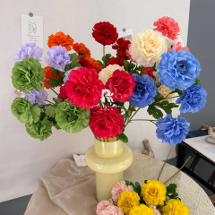 新款仿真4頭露蓮天竺牡丹外貿假花婚慶婚房婚禮家居裝飾櫥窗造景