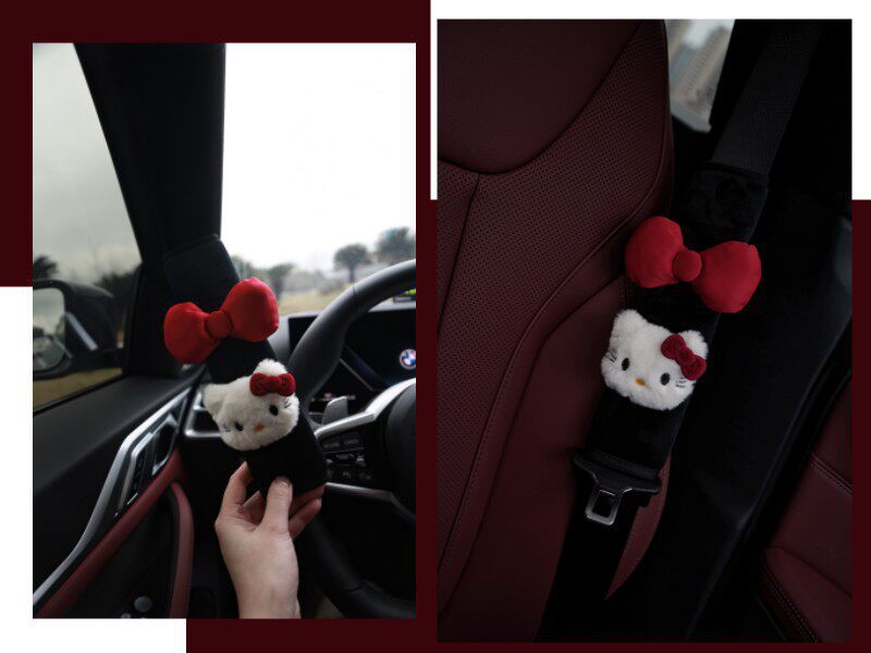 Creative Car Accessories, Cute Cat Bowknot Car Seatbelt Shoulder Pads, Anti-Strangling and Anti-Wear Decorative Car Gadgets, New Car Gift