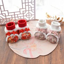 女宝宝鞋冬季0-1岁加绒男婴儿学步前鞋保暖不掉 周岁红色加厚软底