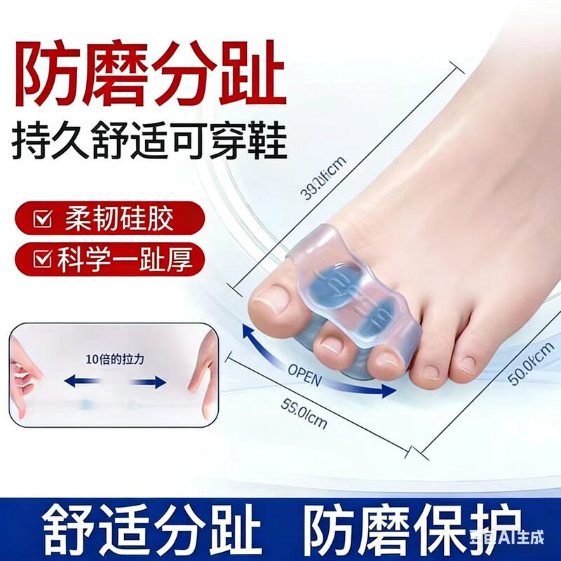 Big Toe Silicone Anti-Wear Toe Separator, Breathable, Soft, Elastic Shoe Protection Set