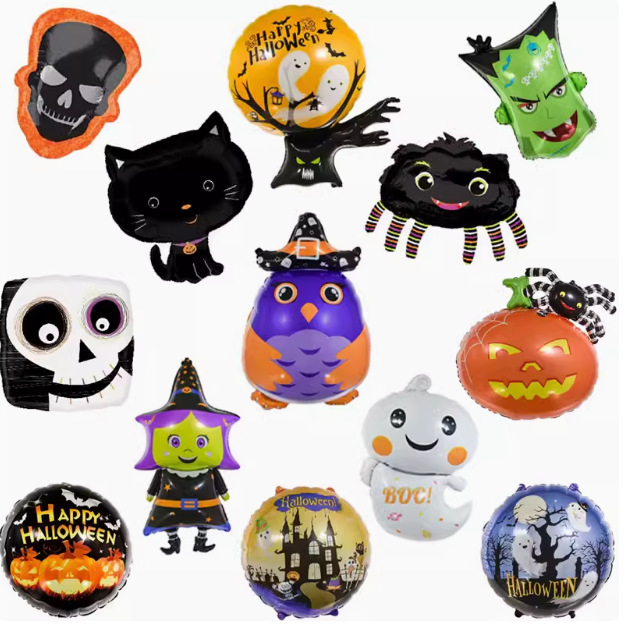 新しいハロウィーンアルミフィルム風船ショッピングモール装飾品カボチャ漫画風アルミフィルム風船ハロウィーン風船|undefined
