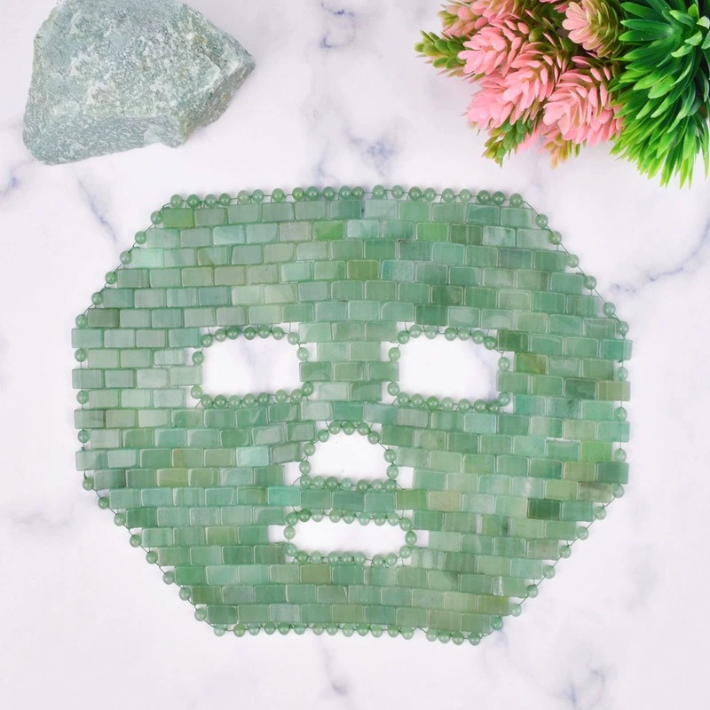 亚马逊天然玉石粉晶面膜面罩 手工编织黑曜石粉晶面膜美容spa冰敷|undefined