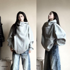 修身外套女款正肩卫衣初秋季衣服连帽衫收腰紧身短款上衣2025新款