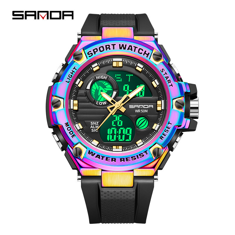 SANDA 3196 Comercio exterior multi-funcional de los hombres en vivo de comercio electrónico popular multi-funcional impermeable reloj deportivo