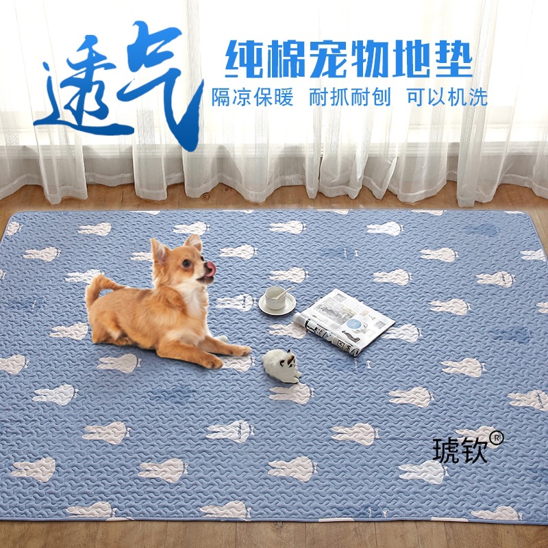 고양이 바닥 매트, 개 매트, 순면 미끄럼 방지 및 긁힘 방지 토끼 울타리 매트, 여름 수면 매트, 애완 동물 냉각 매트, 기계 세탁 가능