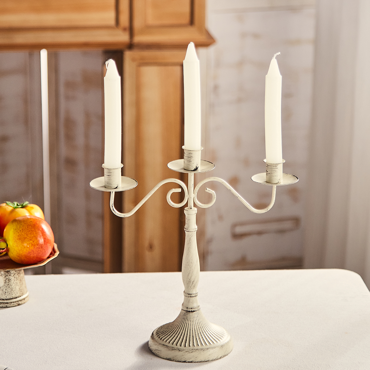 Decoración de candelabro de hierro forjado retro francés, banquete de cumpleaños, mesa de boda, cena romántica a la luz de las velas, accesorios de disparo