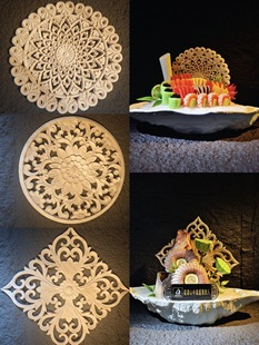 Seafood Posture Salmon Sashimi Decoration Ornaments Hollow Carving Hotel Sashimi Platter Plate Decoration