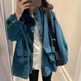 胖MM特大码300斤休闲外套女韩版宽松秋冬复古港味bf长袖夹克上衣