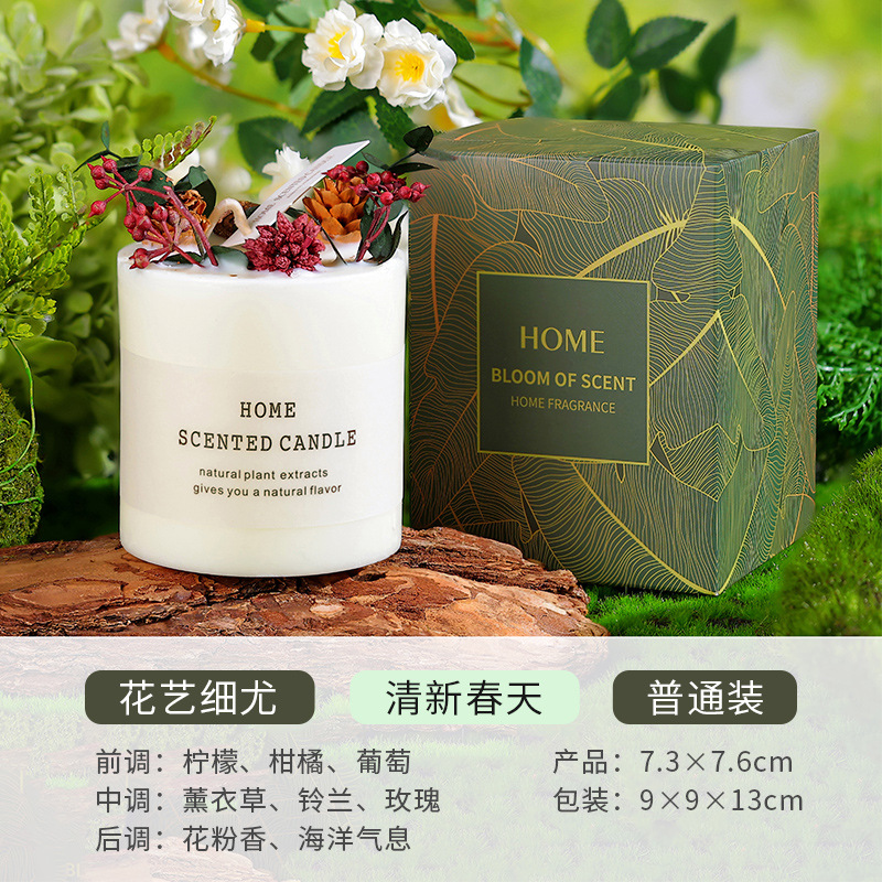 Mori flor seca aromaterapia vela al por mayor hecha a mano de cera de soja fragancia decoración romántica libre de humo incienso regalo