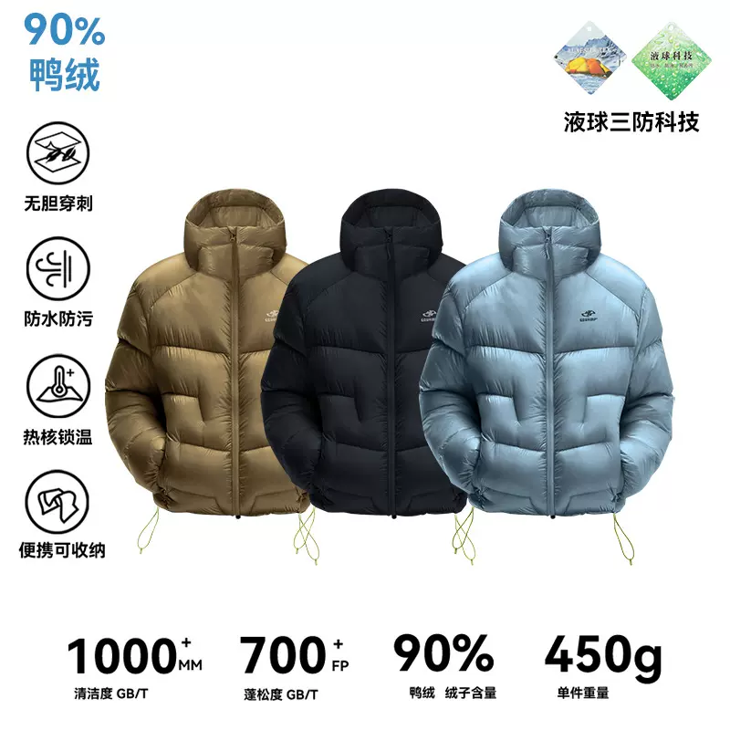 500*GT平替700+蓬90绒无胆穿刺工艺户外三防轻量化连帽排骨羽绒服