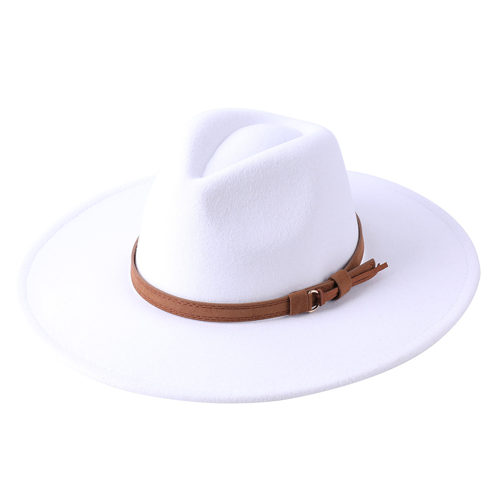 Sombrero de fieltro de ala ancha europeo-americano, sombrero de copa de lana con ala de 9 cm, sombrero de jazz unisex de otoño/invierno.