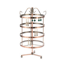 家居桌面耳环收纳架柜台耳钉展示架铁艺珠宝首饰架四层旋转耳环架