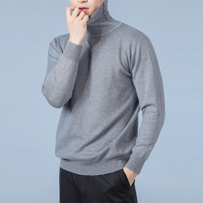 Autumn and Winter New Men's Lapel Sweater Fashionable Loose plus size Korean Style High Collar Youth Long Sleeve Inner Knitted Base