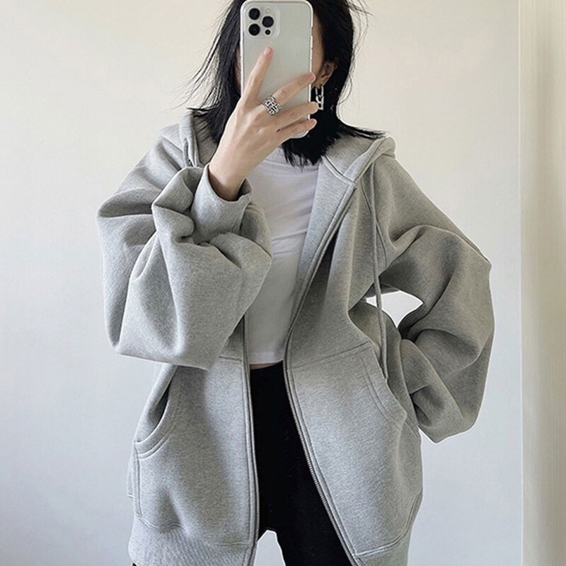 Northern Wolf Autumn Loose Casual Gray Sweatshirt for Men and Women, Simple Top, 2026 New Thin Style with Hood and Zipper Northern Wolf Autumn Loose Casual Gray Sweatshirt for Men and Women, Simple Top, 2026 New Thin Style with Hood and Zipper