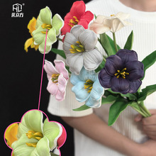 新款洛可可郁金香居家客厅卧室花瓶摆放婚礼婚房布置拍照道具假花