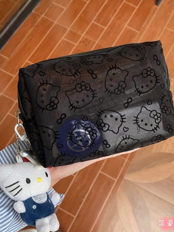 Kt猫網糸化粧バッグ2025新型かわいいkitty化粧品収納バッグ汚れに強い大容量携帯バッグ|undefined