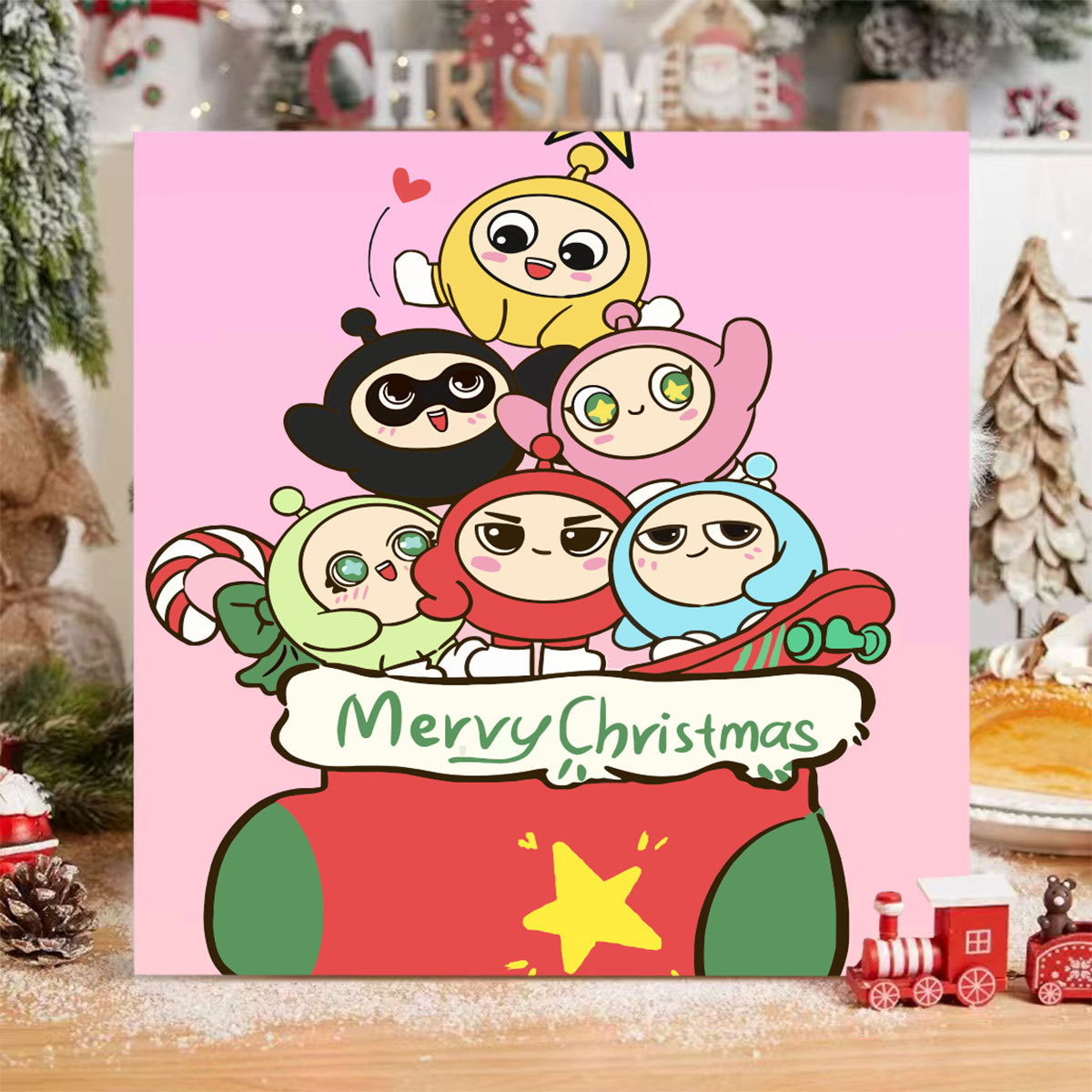 Navidad nueva pintura digital DIY pintada a mano pintura de color ambiente de decoración de vacaciones Santa Claus pintura decorativa