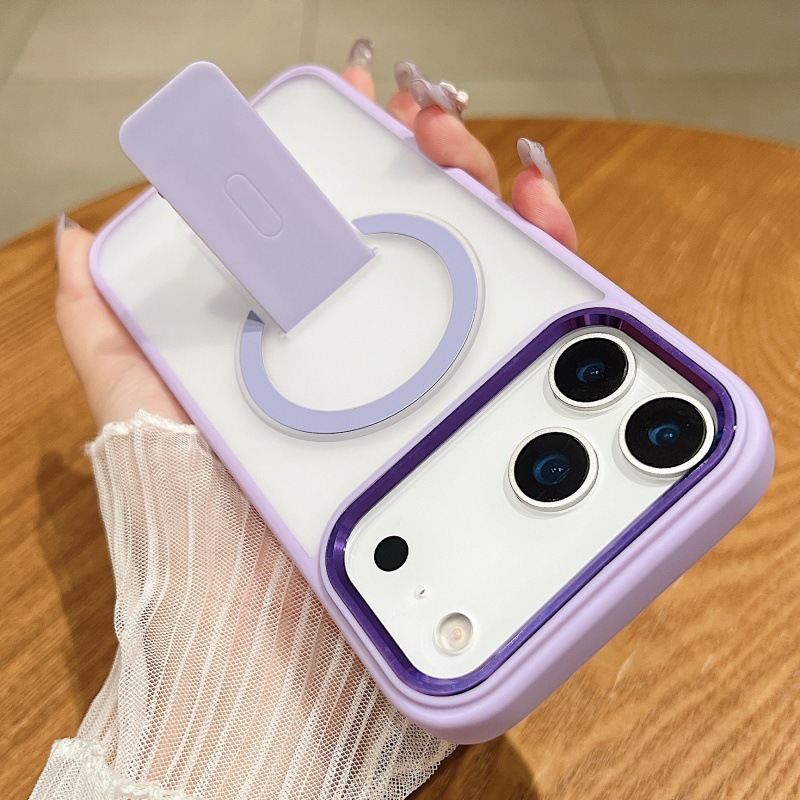 隐形折叠支架适用iPhone17promax手机壳磁吸苹果16磨砂15创意防摔|undefined