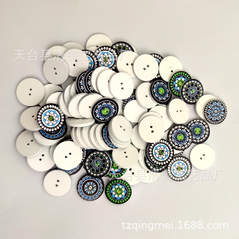 1.5/2/2.5cm Botones de disco de impresión azul sobre fondo blanco Botones de disco de impresión sobre fondo blanco 100 piezas por paquete