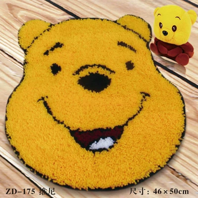 Mat Woolen Embroidery Cushion Floor Mat | Avtomobil döşəmə paspasları - zd175-yellow-bear-50cm-white-net-cross