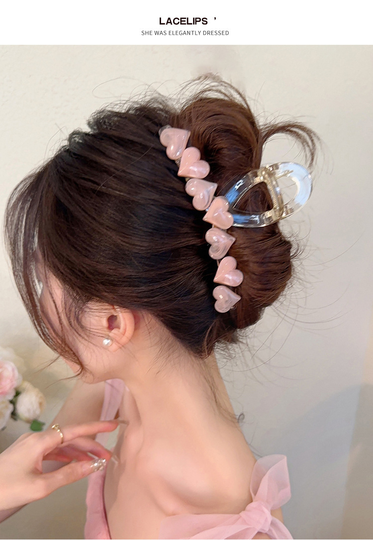 50g Weight Hair Claws Hair Accessories Type 1 Piece Quantity Daily Occasion Plastic Material Heart Shape Pattern Women's Gender Sweet Style Women's Sweet Heart Shape Plastic Hair Claws 无
