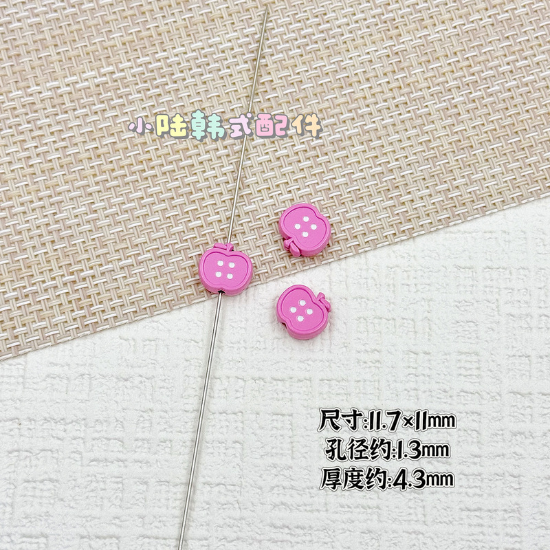 合金苹果仿纽扣烤漆串珠 diy发绳饰品手机链包挂钥匙扣散珠材料|undefined