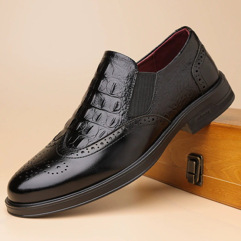 Amazon AliExpress популярная деловая официальная мужская обувь из кожи с резным узором под крокодила, удобная и дышащая обувь