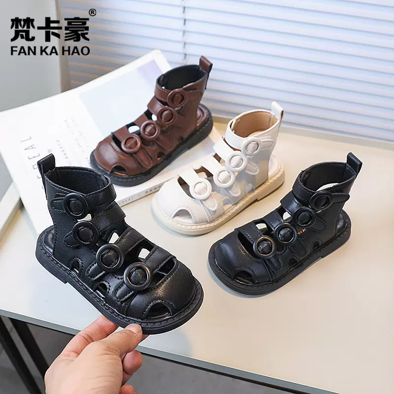 女童时尚罗马凉鞋2025夏季新款韩版学生休闲鞋子儿童软底沙滩鞋