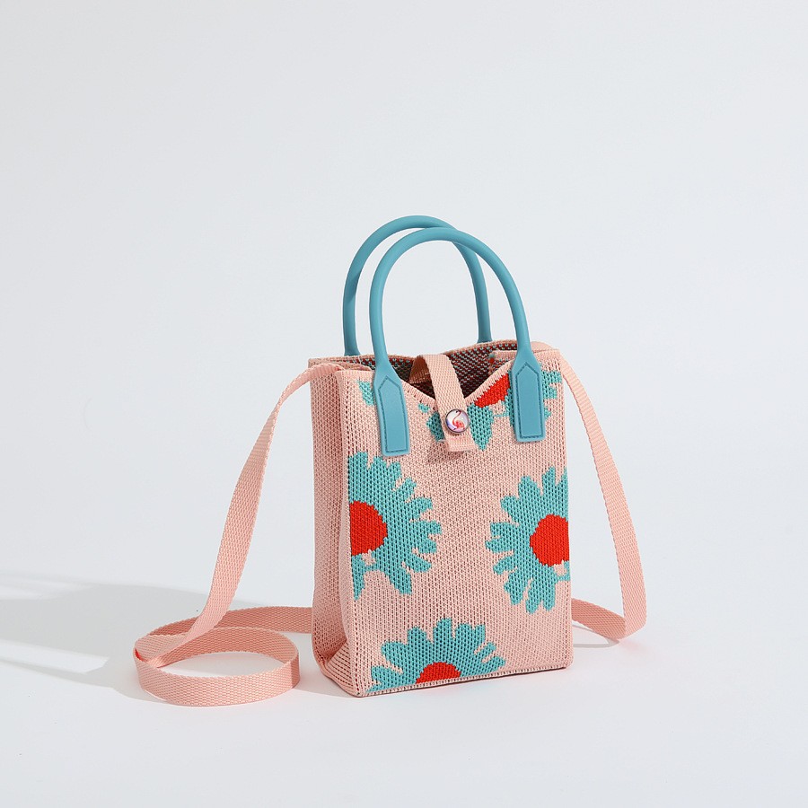 Bolso tejido para teléfono móvil con diseño único, mini bolso versátil con diseño de gato de la suerte, bolso cruzado para mujer, bolso de hombro.