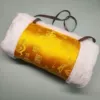 Satin bright yellow Fu Lu Shou (white fur)