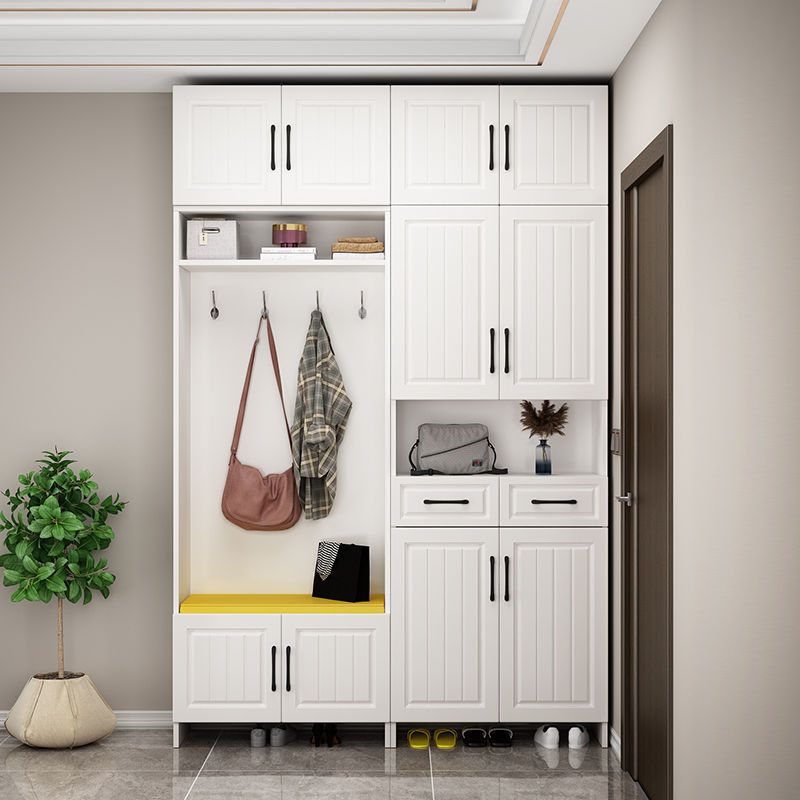 European-Style Shoe Cabinet with Integrated Clothes Hanger, Large-Capacity Entry Door Storage Locker, Entry Hall Cabinet, Wall-Mounted Entrance Cabinet