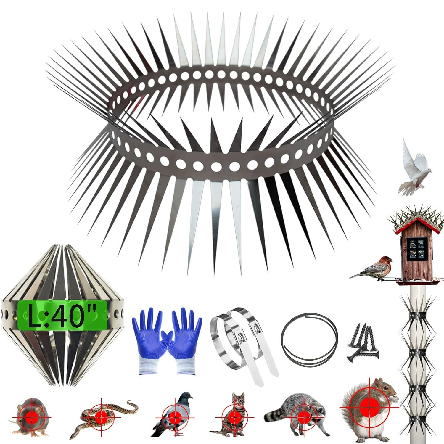 Противоугольковые шипы для стволов фруктовых деревьев, защита дома и улицы, шипы от змей, защита от наводнений, оцинкованные шипы для защиты от лазания