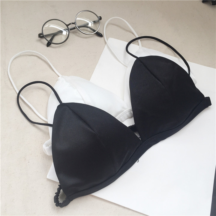Europa y América sexy bikini Correa tubo superior delgada correa de hombro pequeño sujetador elástico belleza espalda profunda V envuelto pecho ropa interior para mujeres