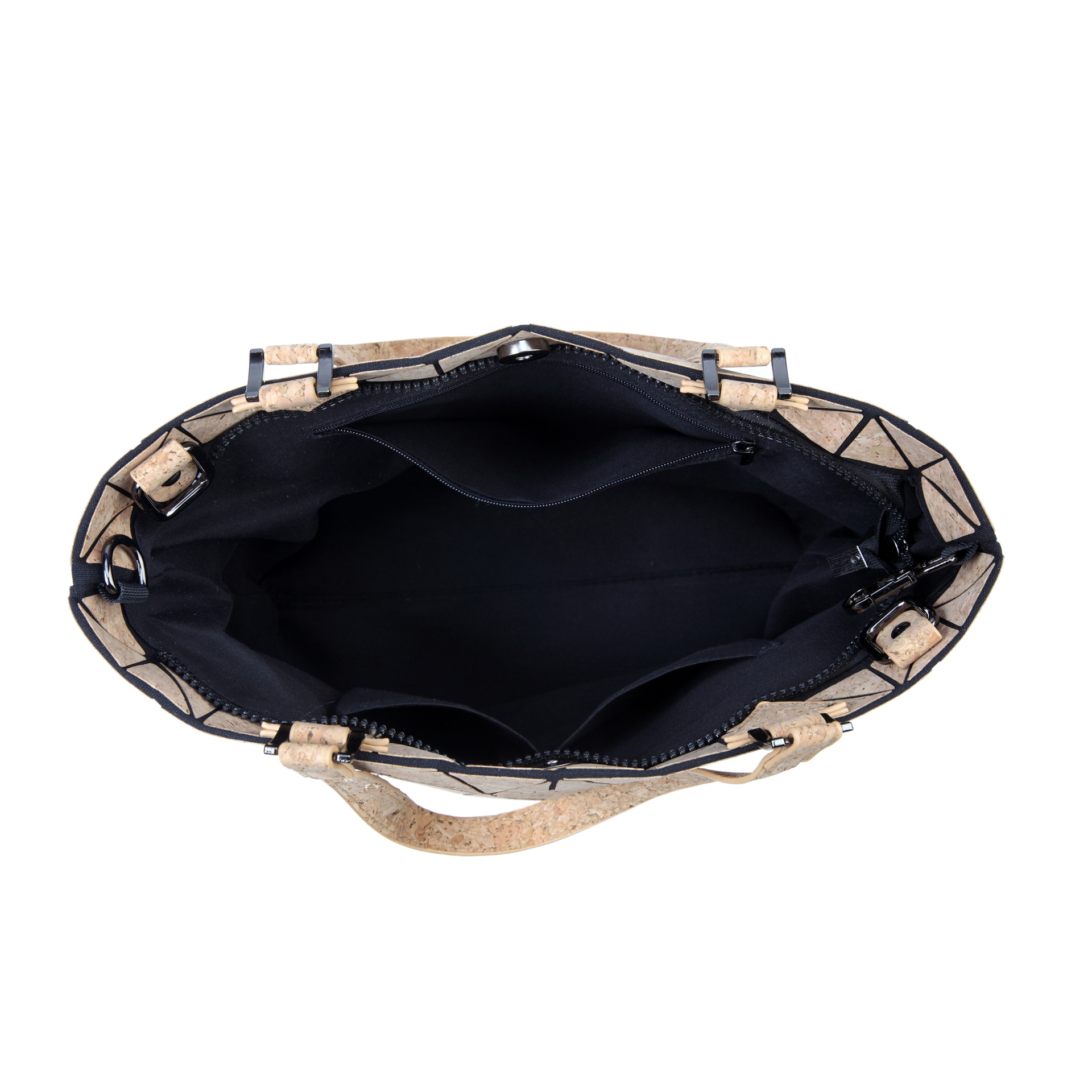 Environmentally friendly PU cork diamond grid handbag with tree bark folding geometric single shoulder women's bag,_voghion.com