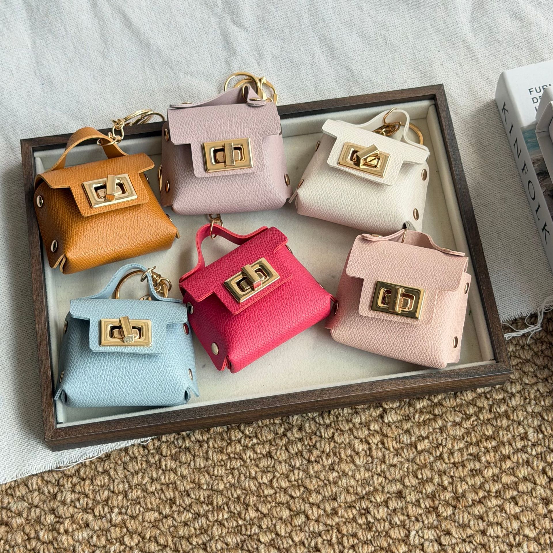 [in Stock] High-End Mini Bag Lock Buckle Small Square Bag Keychain Women's Bag Pendant Cross-Border Exclusive Supply
